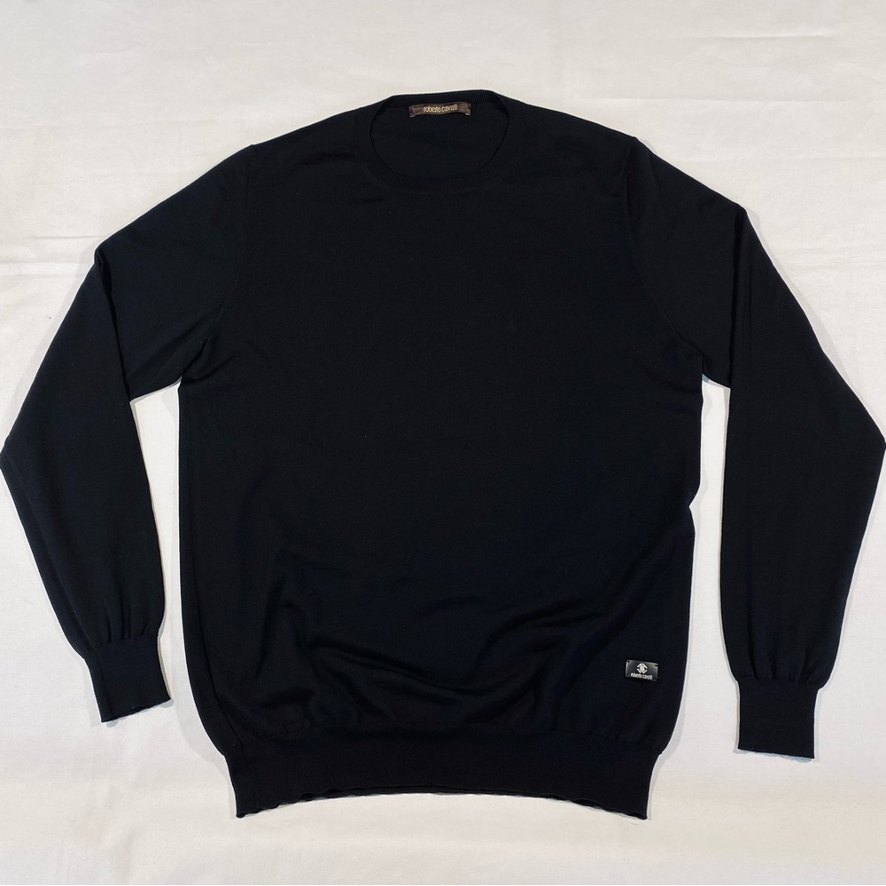 Roberto Cavalli XL mens black lightweight wool sweater, worn once!